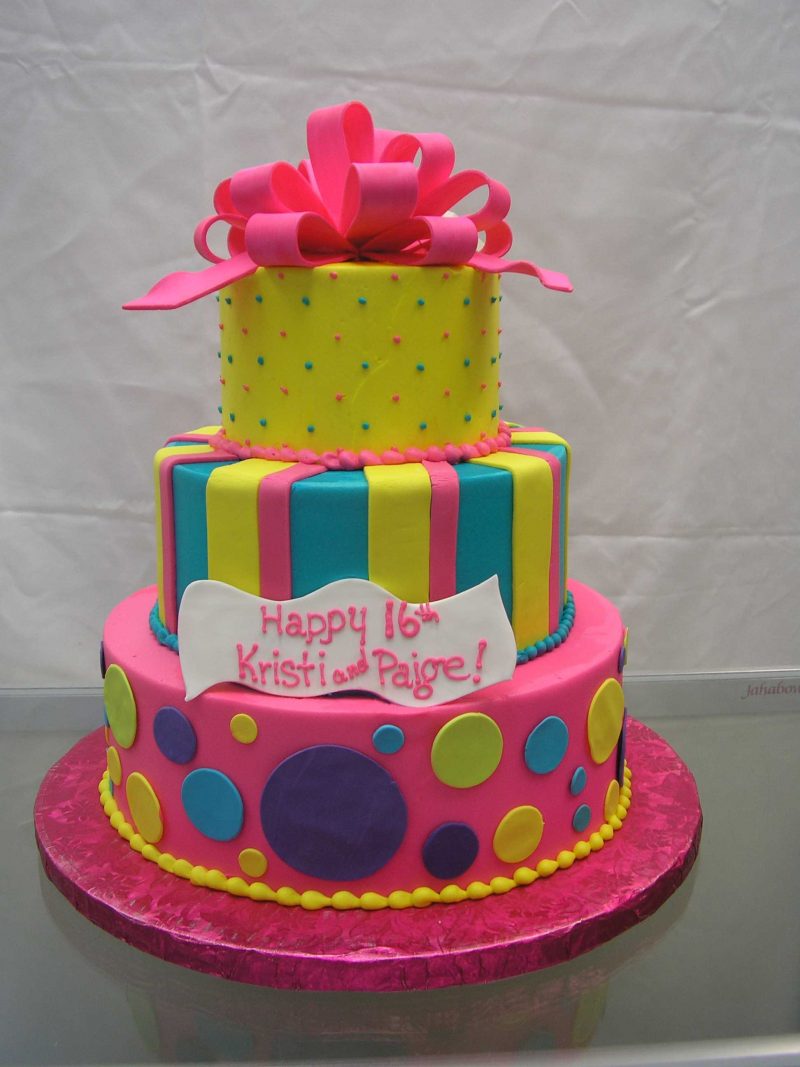 striped cake, polka dot cake, multi tier cake