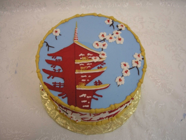pagoda cake, cherry blossom cake
