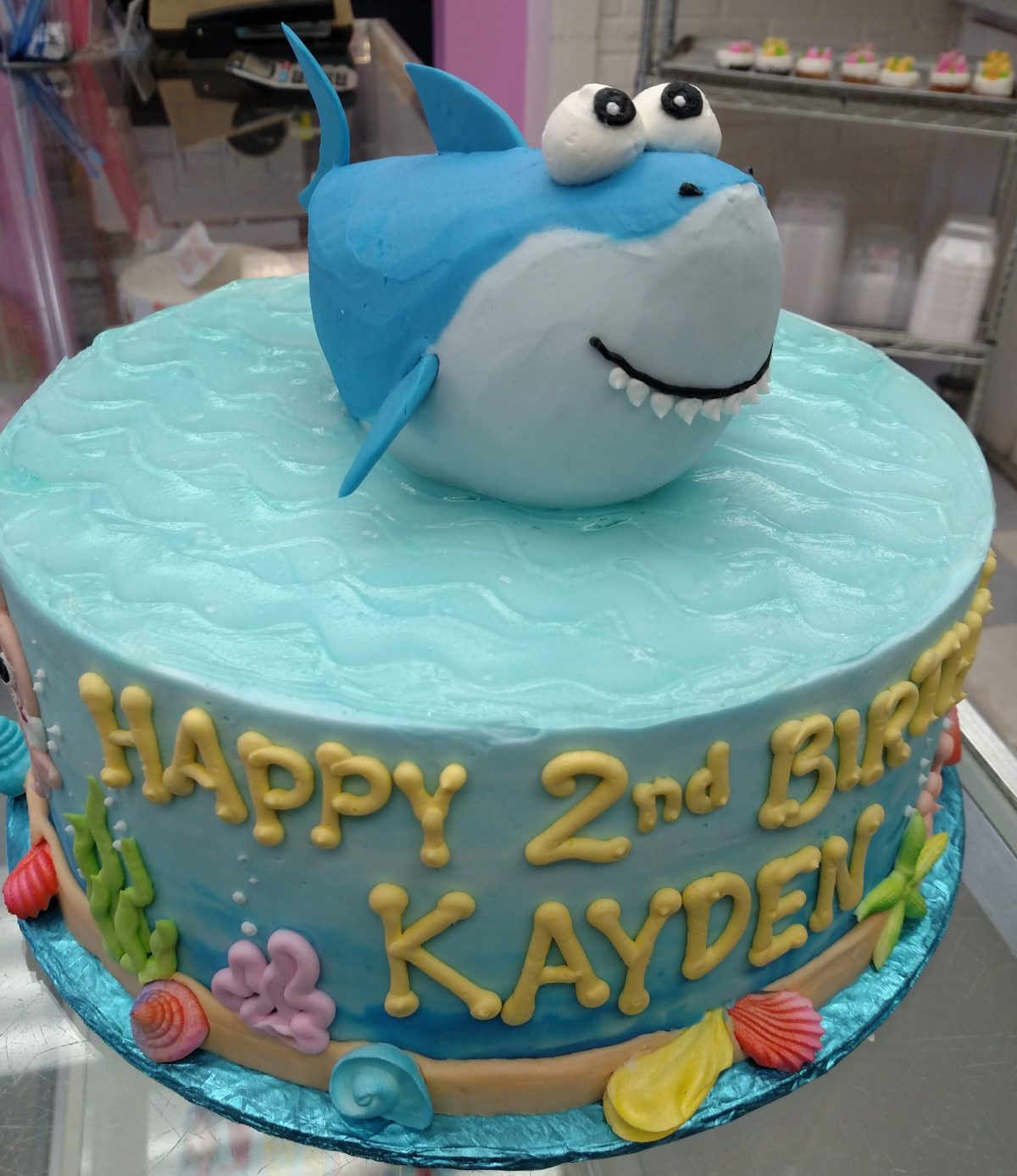baby shark cake, baby shark birthday cake