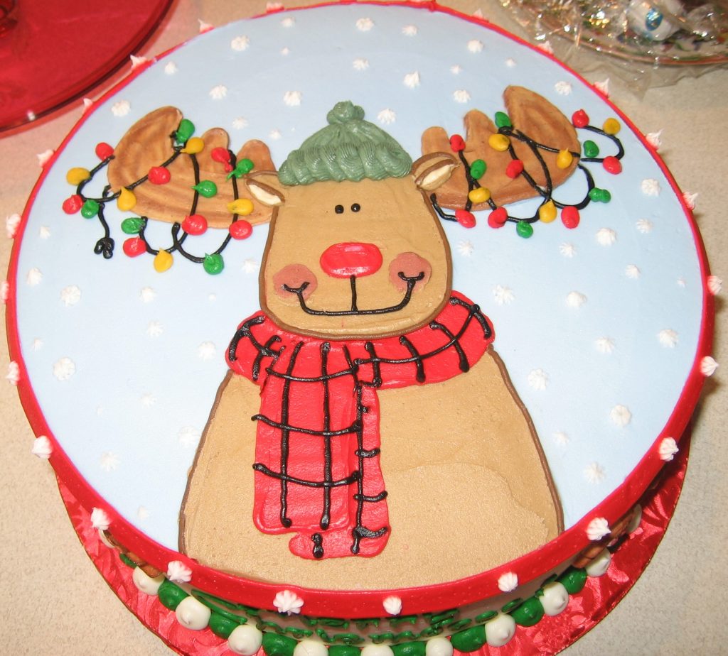 christmas cake., moose cake