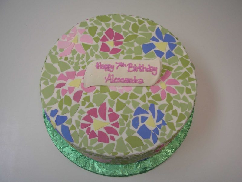 mosaic cake, flower cake