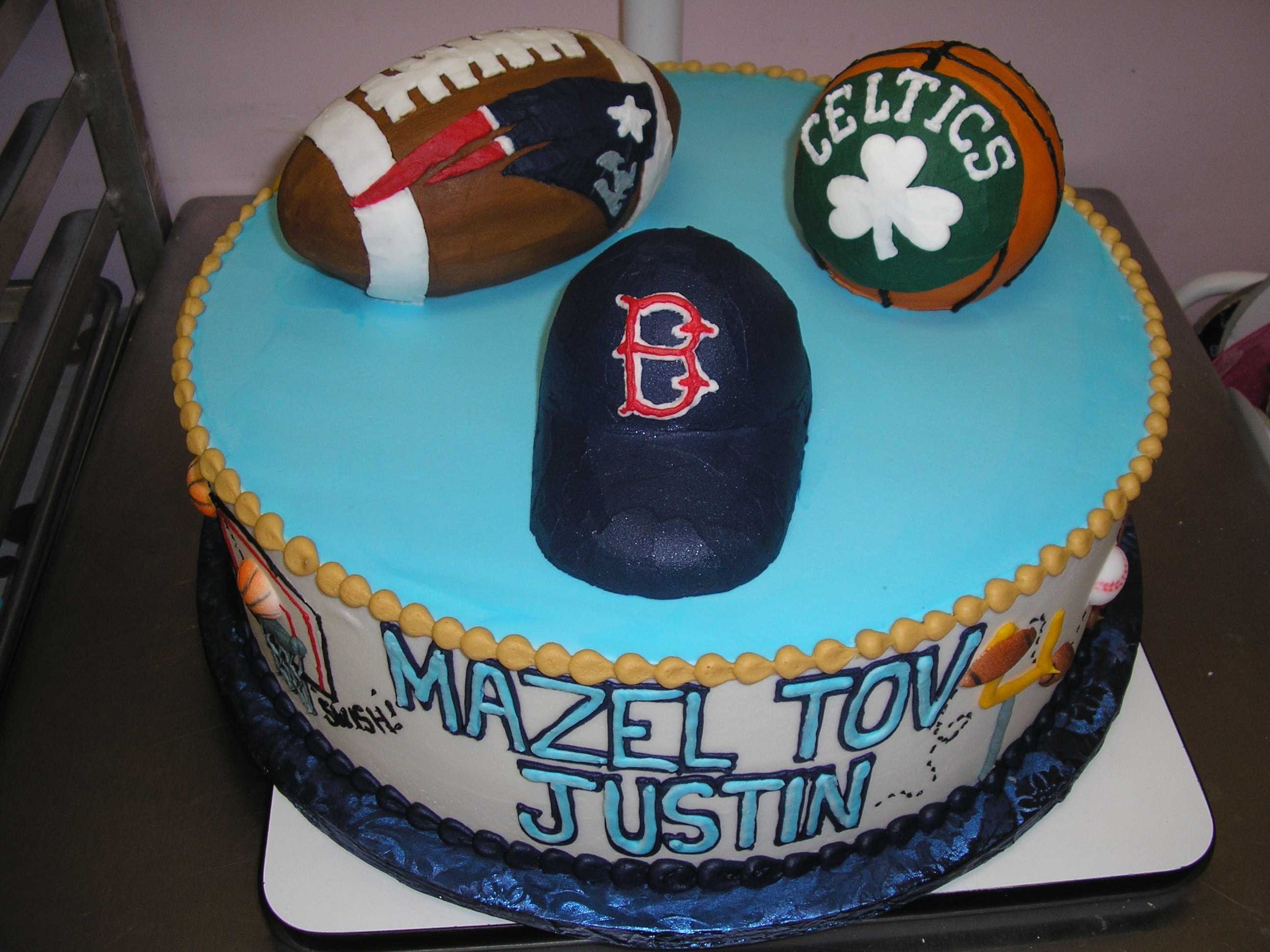 3D sports cake, celtics cake, red sox cake, patriots cake